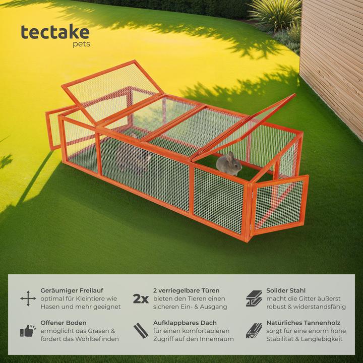 Actual product image tectake Kaninchenstall mit 4 Türen 181x90x48cm