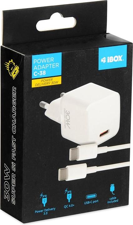 Actual product image iBox Travel charger I-BOX C-38 PD30W, white (30 W)