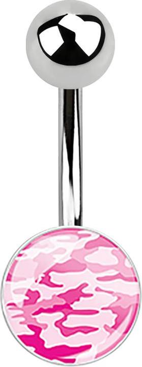 Produktbild Star Piercing Banane silber mit zwei Kugeln und Bild Military pink (ohne Messing, Chirurgenstahl 316L)
