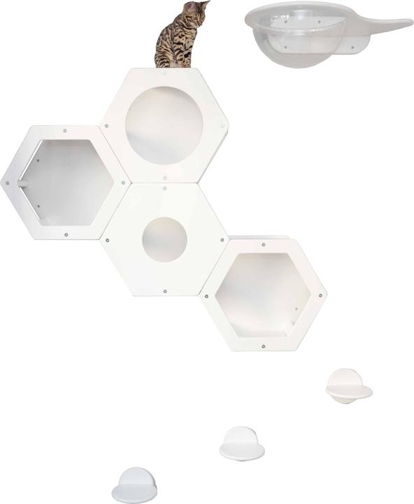 Immagine prodotto Wowhelperco Parete da arrampicata per gatti 8 pezzi (Bianco)