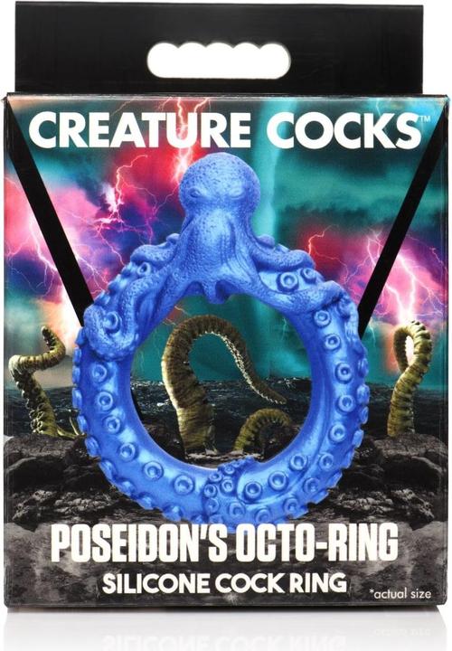 Productafbeelding Frisky Octo-ring van Poseidon - Silicone penisring - Blauw (4 cm)