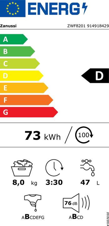 Energie-Label Zanussi ZWF8201 (8 kg, Links)