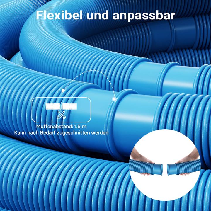 Produktbild Wiltec Poolschlauch 21 m ⌀32 mm Schwimmbadschlauch mit Muffe Saugschlauch
