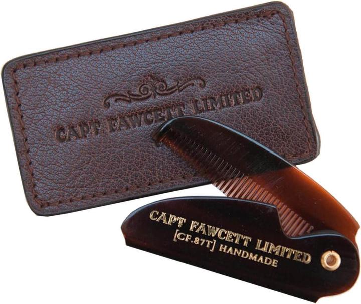 Captain Fawcett Capt. Fawcett Tools - Folding Pocket Moustache Comb with Leather Case