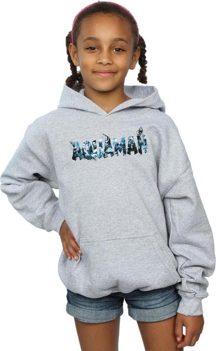 Actual product image Girls Aquaman Text Logo Hoodie (152, 158)