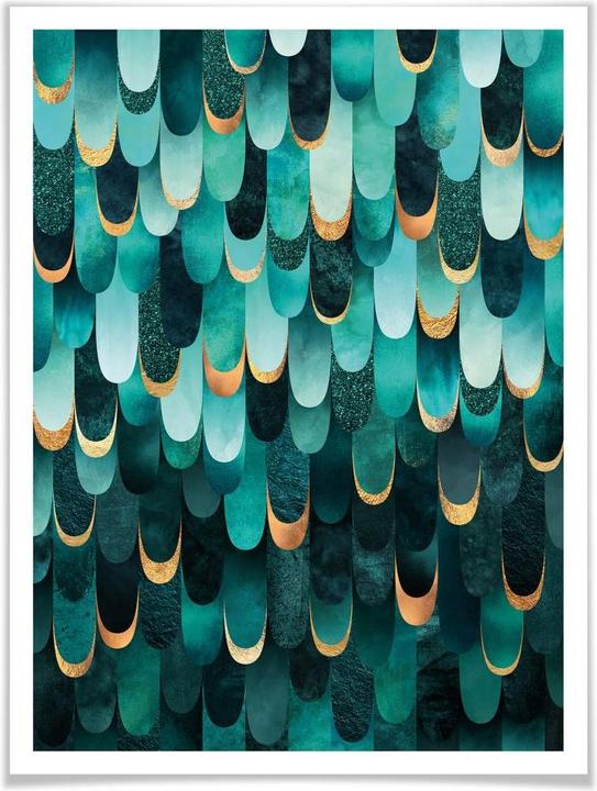 Actual product image Trenddeko Turquoise feathers (24 x 30 cm)