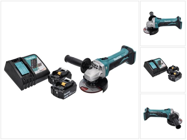 Makita DGA 452 RF Akku Winkelschleifer 18 V 115 mm + 2x Akku 3,0 Ah + Ladegerät (115 mm)