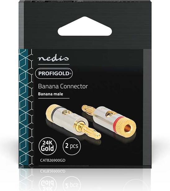 Produktbild Nedis Bananenstecker Stecker Vergoldet 2 Stück Aluminium Metall Gold