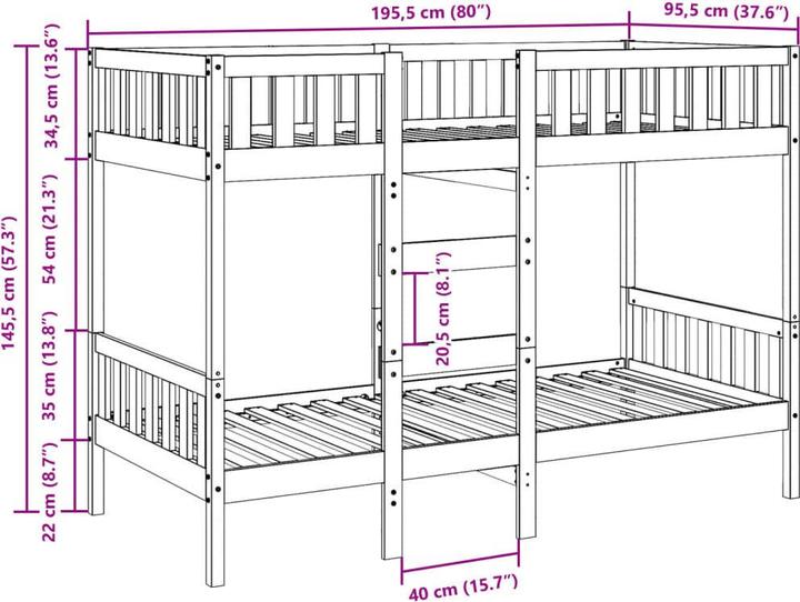 Immagine prodotto VidaXL Letto a castello (90 x 190 cm)