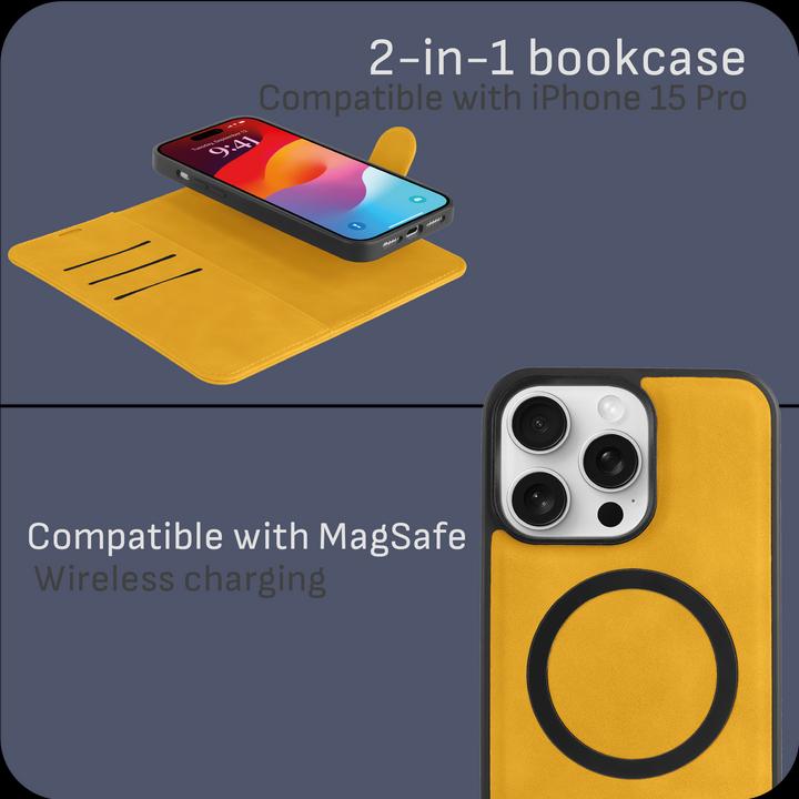 Produktbild Cazy Abnehmbare Brieftaschenhülle für iPhone 15 Pro, Abnehmbare Hülle, Magfit, 2-in-1-Design (Apple iPhone 15 Pro)