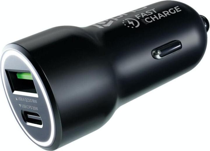 Actual product image prio Fast Charge Car Charger 20W PD (USB C) + QC 3.0 (USB A) black