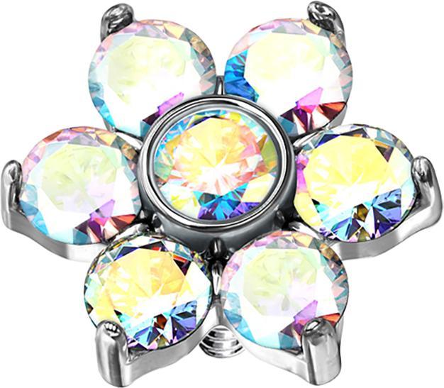 Actual product image Star Piercing Dermal Anchor Flower Crystal multicolour (without brass, Surgical steel 316L)