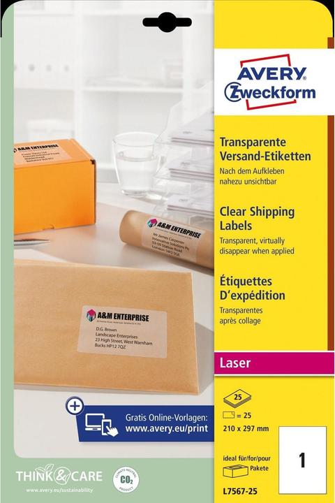 Actual product image Avery Versand labels