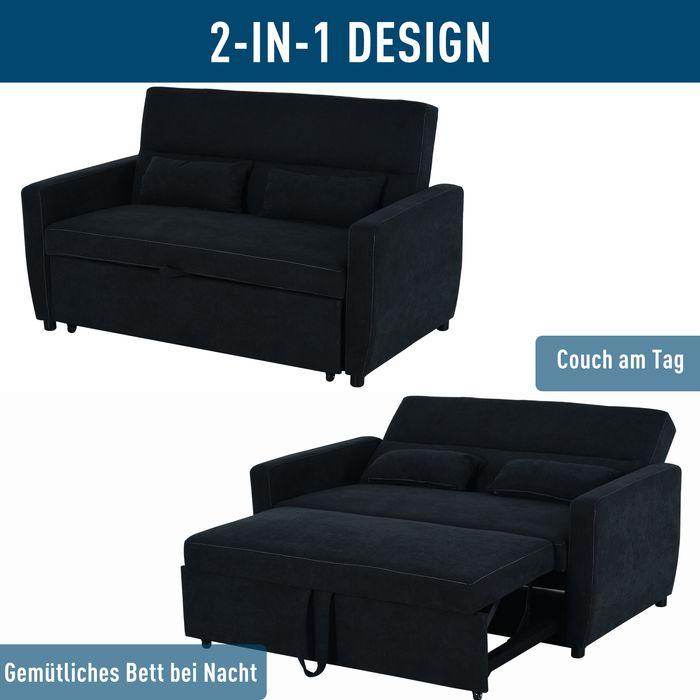Image du produit Swisshandel24 Canapé-lit, Canapé pliant, Canapé en tissu 2 places, Canapé-lit, Canapé avec fonction sommeil (Canapé-lit, 2 places)