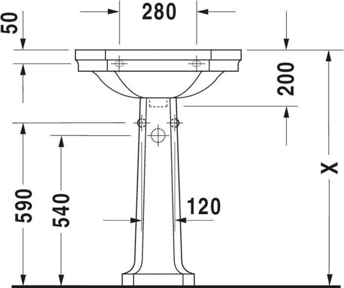 Image du produit Duravit Lavabo 1930 avec meuble vasque HLB 1 robinetterie 600x410mm blanc (410 mm, 600 mm)