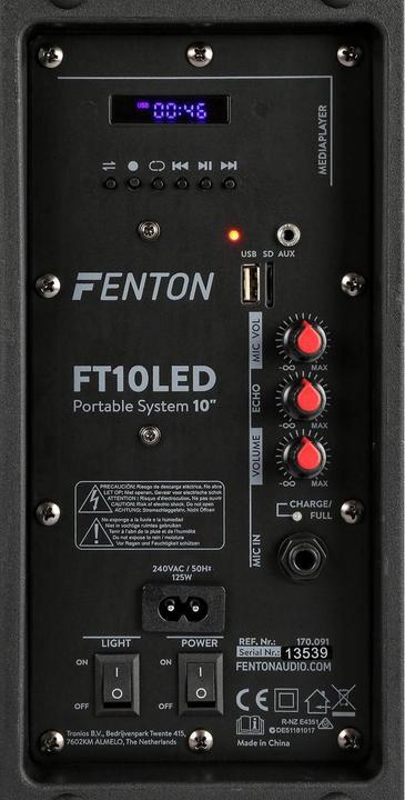 Image du produit Fenton FT10LED Haut-parleur actif sur chariot (Actif, 1x 450 W)