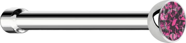 Star Piercing Nasenstecker gerade silber mit Kristall pink (Chirurgenstahl 316L, ohne Messing)