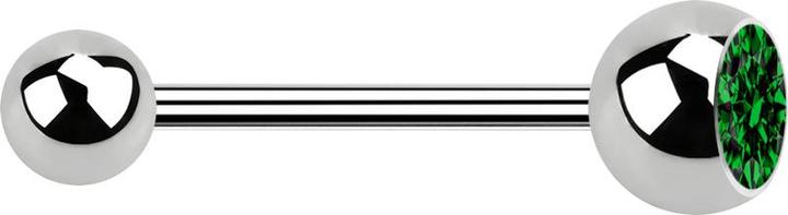 Produktbild Star Piercing Micro Barbell silber mit Kugel und Kugel Kristall grün (Chirurgenstahl 316L, ohne Messing)