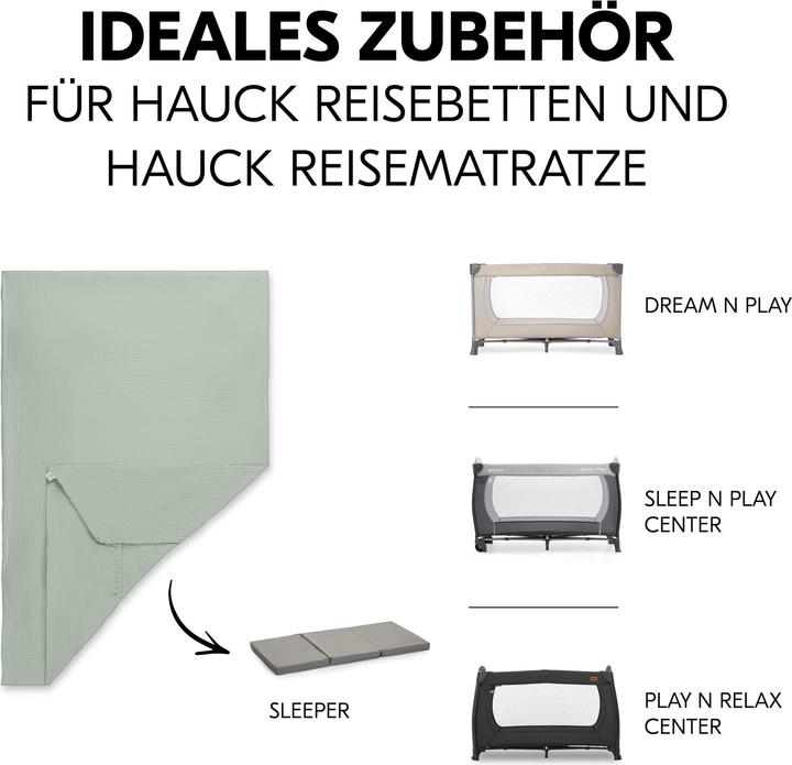 Actual product image Hauck Travel Bed Mattress Cover Sage (120 x 60 cm)