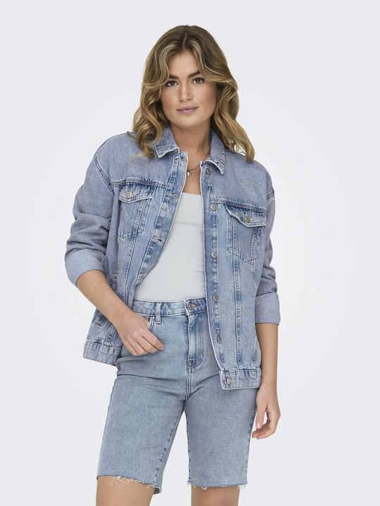 Produktbild Only Kapuze mit Kordelzug Ärmelbündchen mit Knopf Tief angesetzte Schulter Jacke Jeansjacke (S)