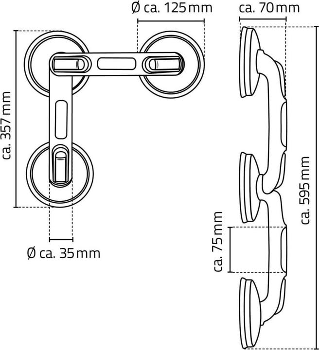 Actual product image Ridder Angle travel suction handle
