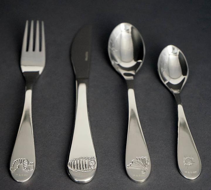 Actual product image Geda Labels Children's cutlery "Caterpillar glutton" 4 pcs.