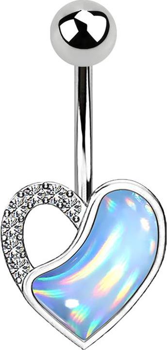 Actual product image Star Piercing Banana silver heart with crystal and epoxy stone blue (Surgical steel 316L, Brass)