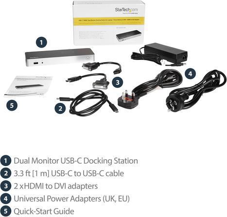 Immagine prodotto StarTech Doppio Dock USB C - Windows - Pd (USB-C, 5 Porti)
