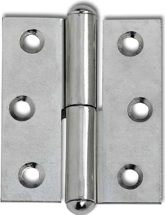 Produktbild Möbelband gerade - Halbrundkopf links, 50x40 mm, Stahl vernickelt