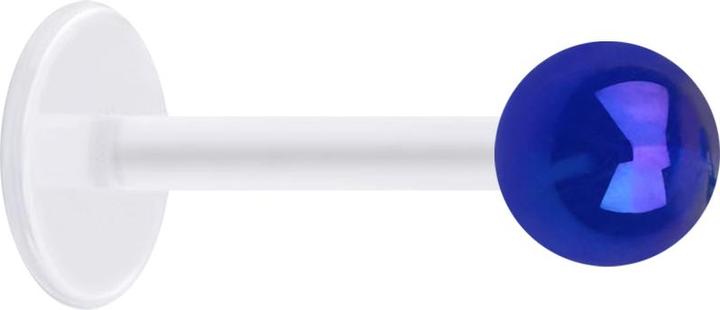 Star Piercing Micro Labret transparent mit Kugel beschichtet dunkelblau (ohne Messing, Acryl, Bioflex)