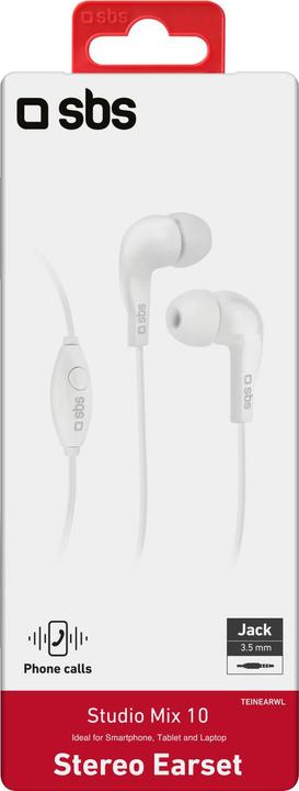Produktbild SBS Kopfhörer mit Kabel, Stereo In-Ear Studio Mix 10, 3,5 mm Klinkenstecker mit Mikrofon und Taste zur G (Kabelgebunden)