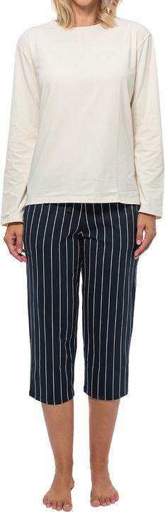 Creme, Blau gestreift