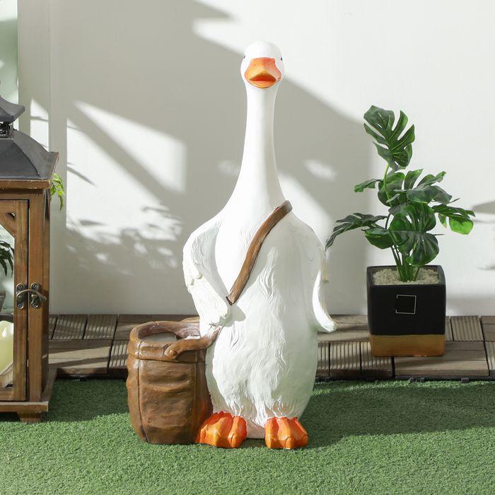 Immagine prodotto Swisshandel24 Vaso per piante con design "Cigno con cartella", fioriera con foro di drenaggio, per uso interno ed (18 cm)