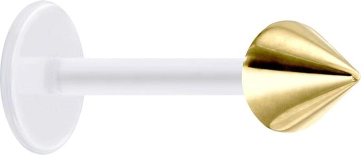 Star Piercing Micro Labret transparent mit Cone vergoldet (Chirurgenstahl 316L, Bioflex, ohne Messing)