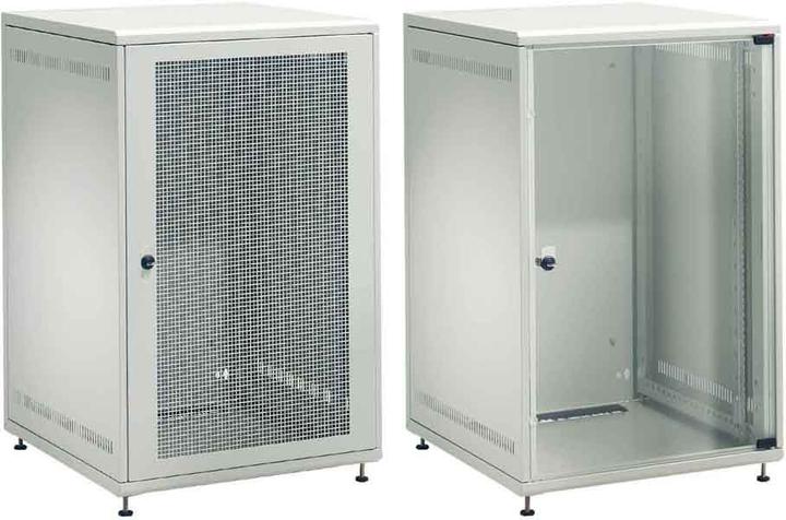 Produktbild Schäfer Shop 48,30cm (19") NT Mini Rack, 18 HE, BxHxT: 570 x 875 x 600 mm, mit Frontsichttür ESG, hellgra (10.86 HE, 19 Zoll Rack)