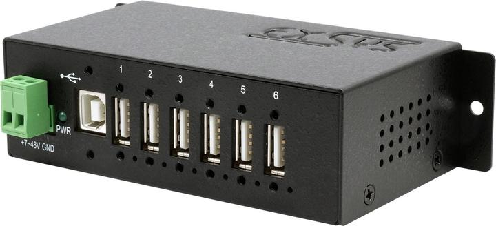 Actual product image Exsys GmbH 6 Port USB 2.0 Managed HUB, incl. Din-Rail (USB-B, 6 Ports)