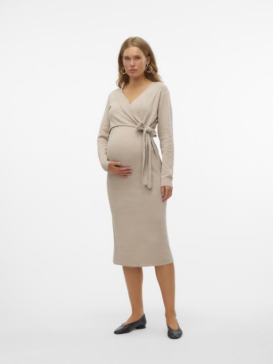 Actual product image Mamalicious Regular fit V-neckline Ribbed cuffs Narrow sleeves Midi dress Knitted dress (XL)