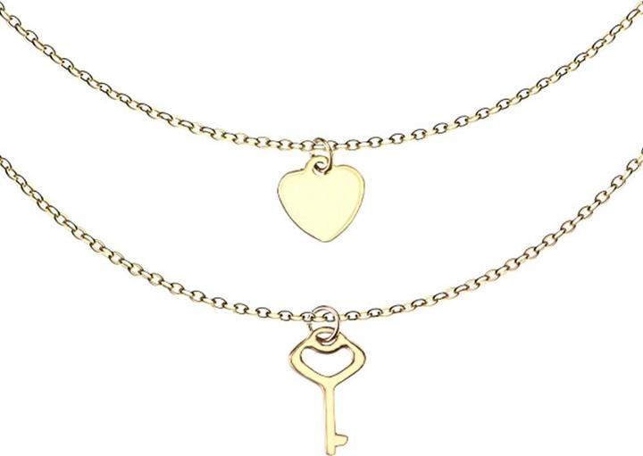 Immagine prodotto Star Piercing Ciondolo a catena placcato oro con cuore e chiave (senza ottone, Acciaio chirurgico 316L)
