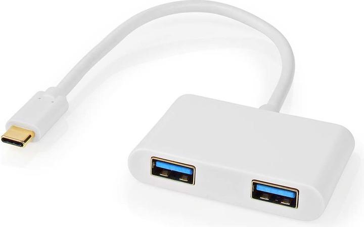 Produktbild Nedis USB Adapter USB 3.2 Gen 1 USB-CT Male 2X USB-A 1000 Mbps 0.20 m Round Nickel Plated PVC White (USB Typ-C, 20 cm)