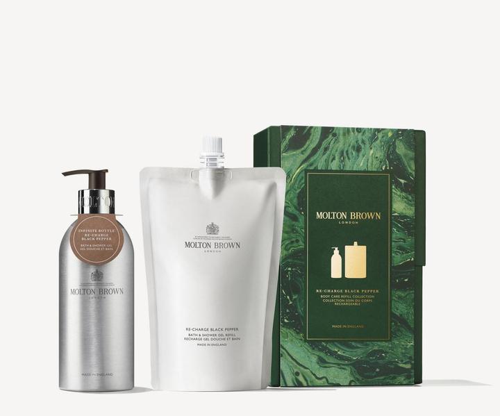 Actual product image Molton Brown Re-Charge Black Pepper gift set with aluminium bottle (Body care set)