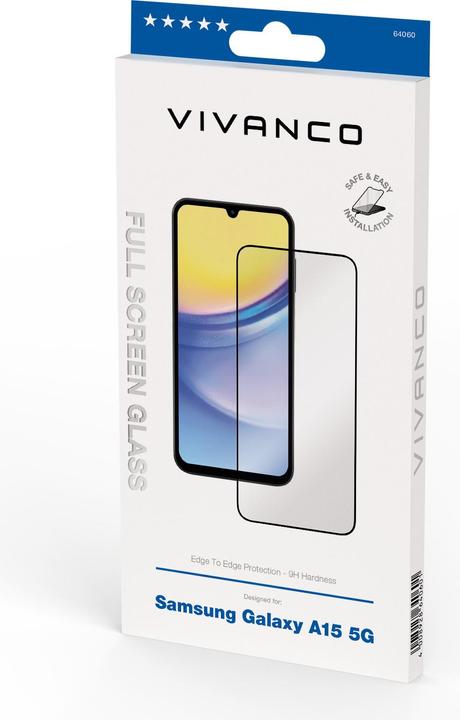 Produktbild Vivanco 2.5D FullScreen Displayschutzglas fuer Samsung Galaxy A15 5G (1 Stück, Samsung Galaxy A15 5G)