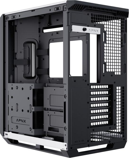 Produktbild APNX V1 PC-Gehäuse, Midi-Tower, ATX, Tempered Glass - Holz, schwarz / weiss (ATX)