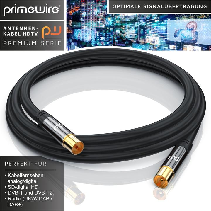 Produktbild Primewire Antennenkabel HDTV | Premium Koaxialkabel 135dB / 75 Ohm | FullHD / 4k Ultra HD | Fernsehkabel (85 dB, Antennenkabel)