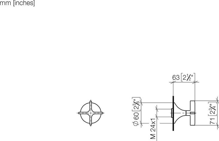 Actual product image Dornbracht VAIA concealed valve, right-closing 1/2", cross handle, 36607809-99