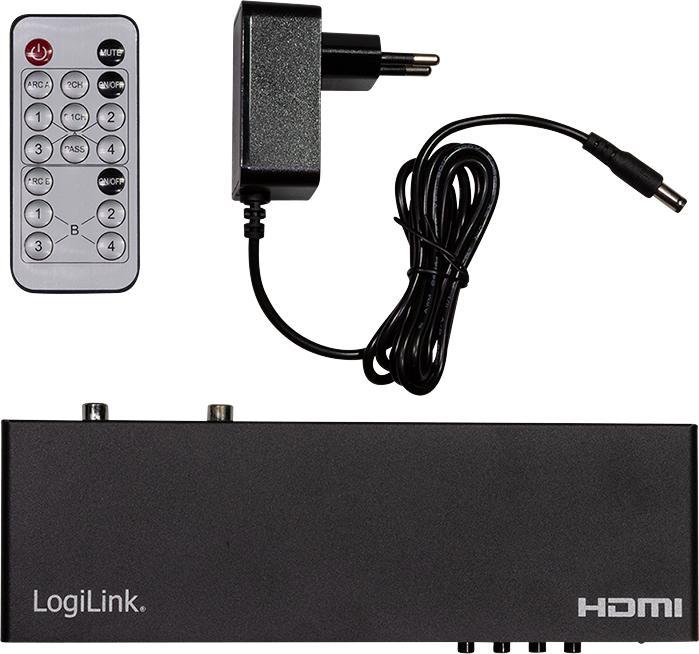 Produktbild LogiLink Switch 4x2 HDMI, 4K 60Hz, auf Pult