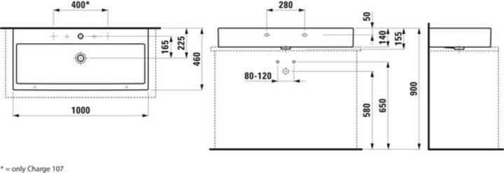 Image du produit Laufen Living City lavabo à poser, sans trou pour robinet, avec trop-plein, 1000x460mm, blanc (600 mm, 1000 mm)