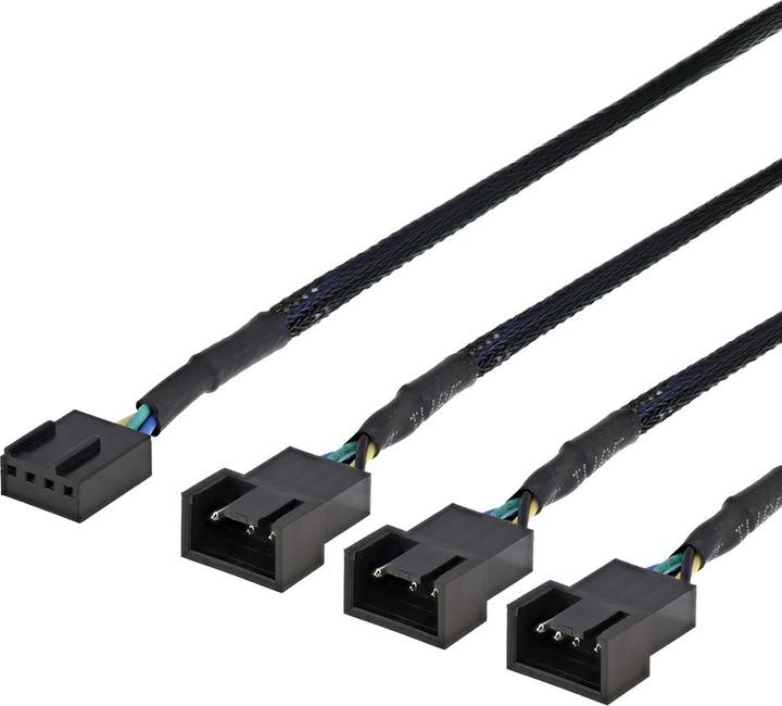 Actual product image Deltaco Splitter for PWM flat 4-pin to 3x4-pin ho svart (0.30 m)