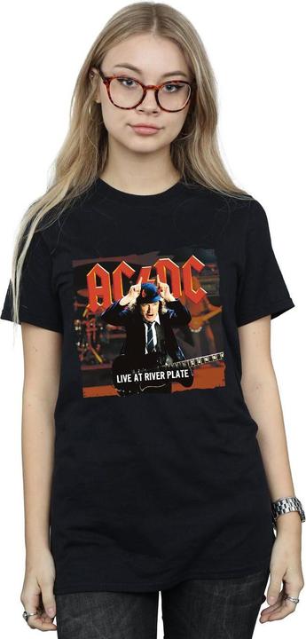 Actual product image AC/DC Womens/Ladies Live At River Plate Columbia Records Cotton Boyfriend T-Shirt (M)
