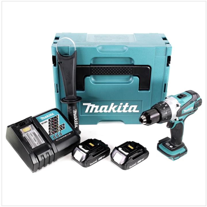 Produktbild Makita DDF 458 RAJ Akku Bohrschrauber 18 V 91 Nm + 2x Akku 2,0 Ah + Ladegerät + Makpac (Akkubetrieb)