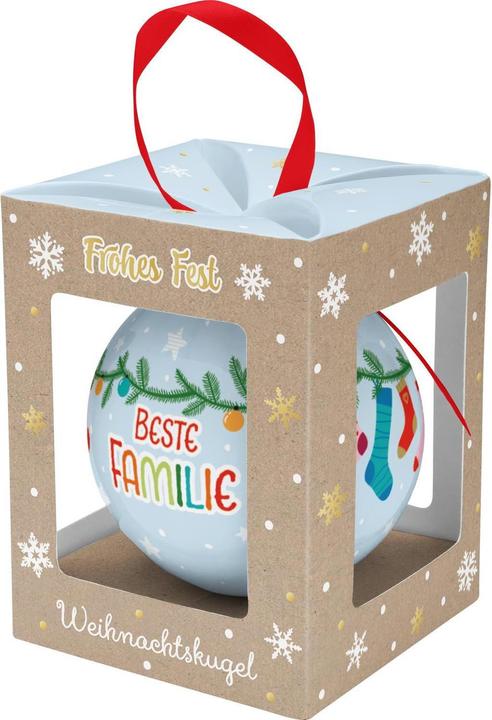 Actual product image Sheepworld Best Family" Christmas Bauble Ø 8.5 cm, Light Blue (1 -part)